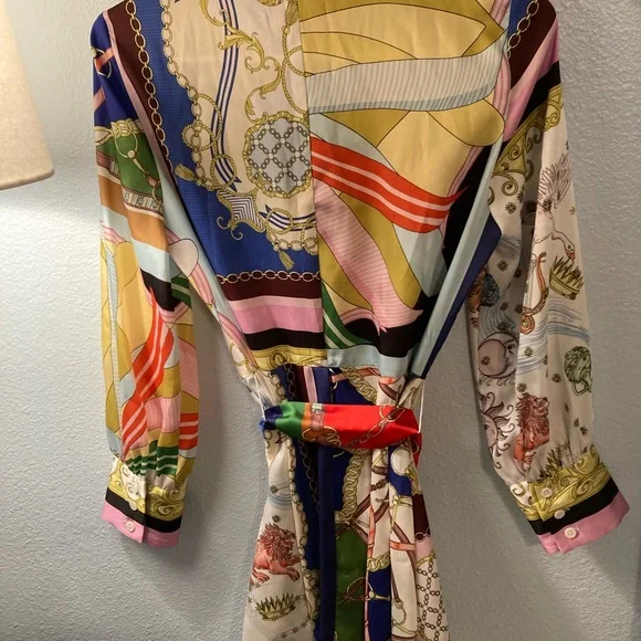 EUC Zara Gorgeous Print Tie Waist Dress - Picture 3 of 7